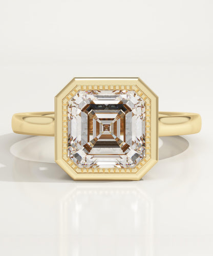 Asscher Cut Bezel Lab-Grown Diamond Engagement Ring