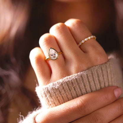 Pear Cut Bezel Lab-Grown Diamond Engagement Ring