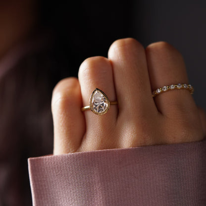 Pear Cut Bezel Lab-Grown Diamond Engagement Ring