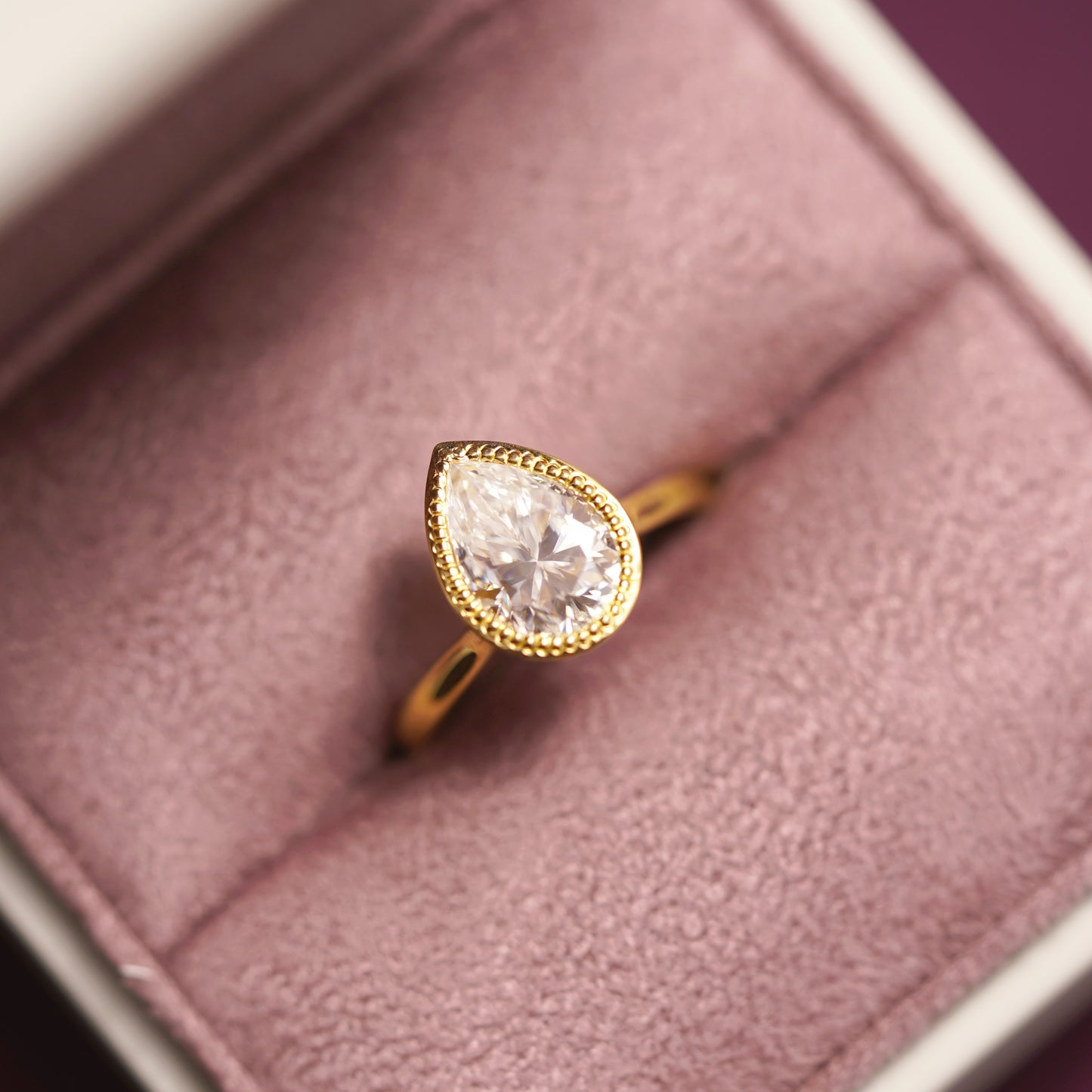 Pear Cut Bezel Lab-Grown Diamond Engagement Ring
