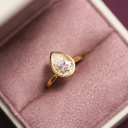 Pear Cut Bezel Lab-Grown Diamond Engagement Ring