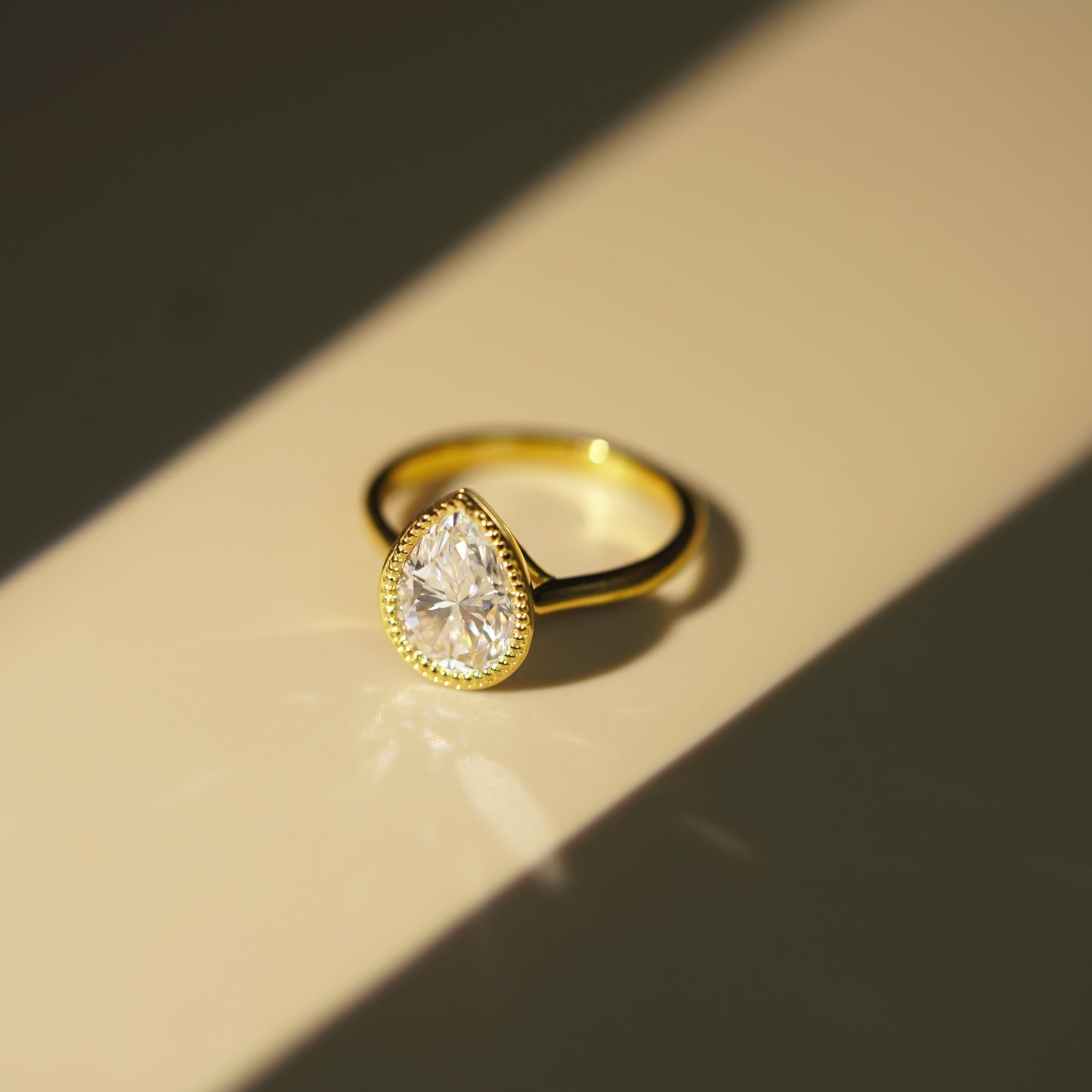 Pear Cut Bezel Lab-Grown Diamond Engagement Ring