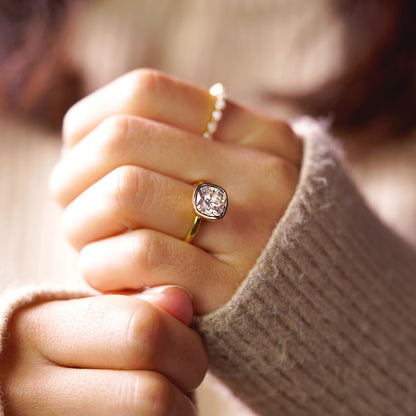 Cushion Cut Bezel Lab-Grown Diamond Engagement Ring