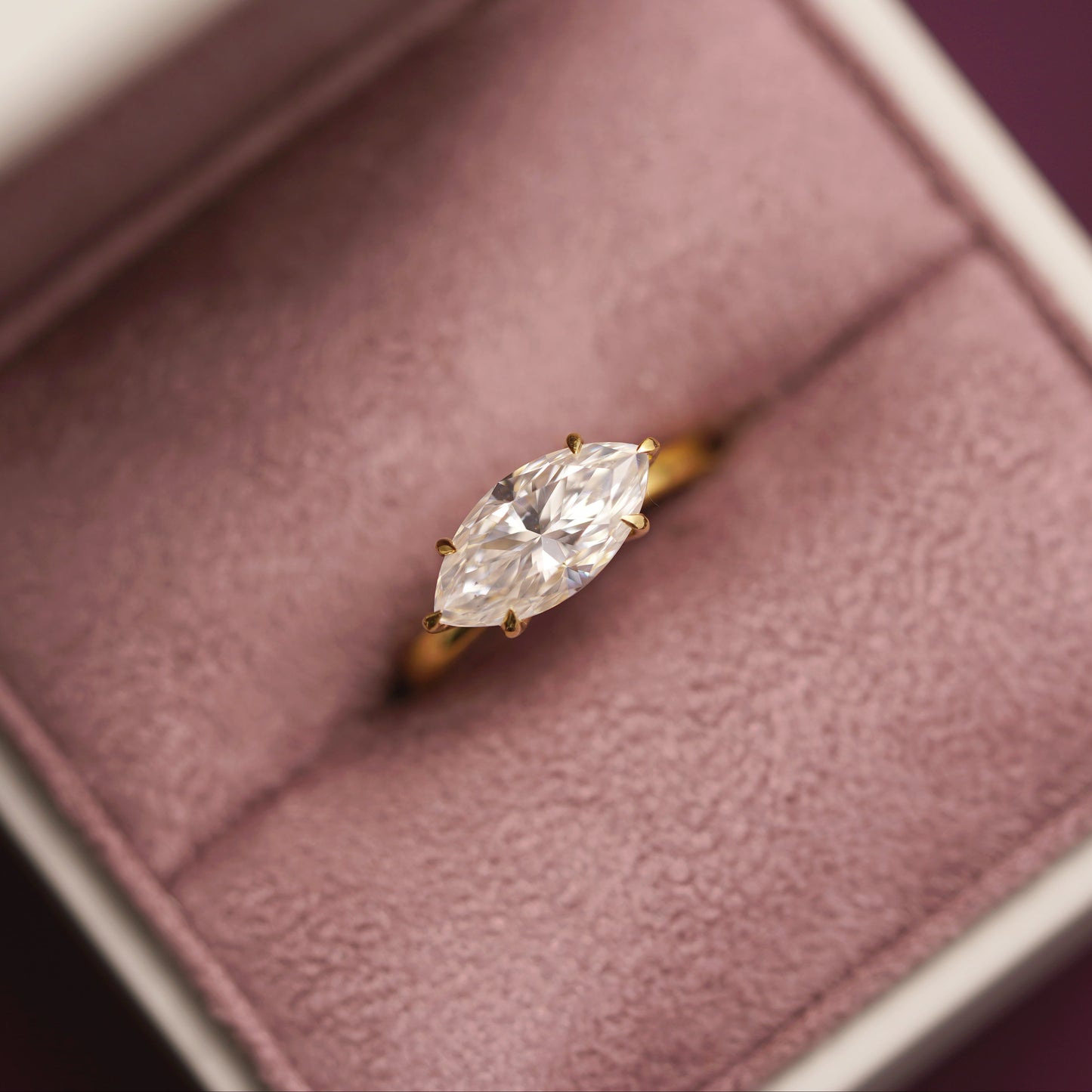 East West Marquise Cut Solitaire Lab-Grown Diamond Engagement Ring