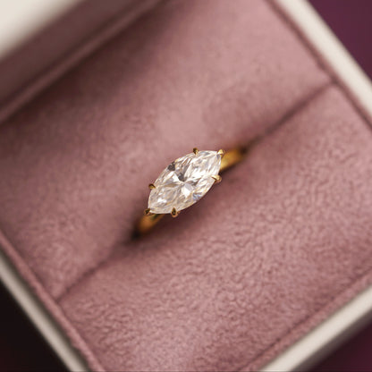 East West Marquise Cut Solitaire Lab-Grown Diamond Engagement Ring