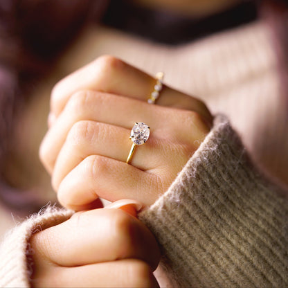 East West Oval Cut Solitaire Lab-Grown Diamond Engagement Ring