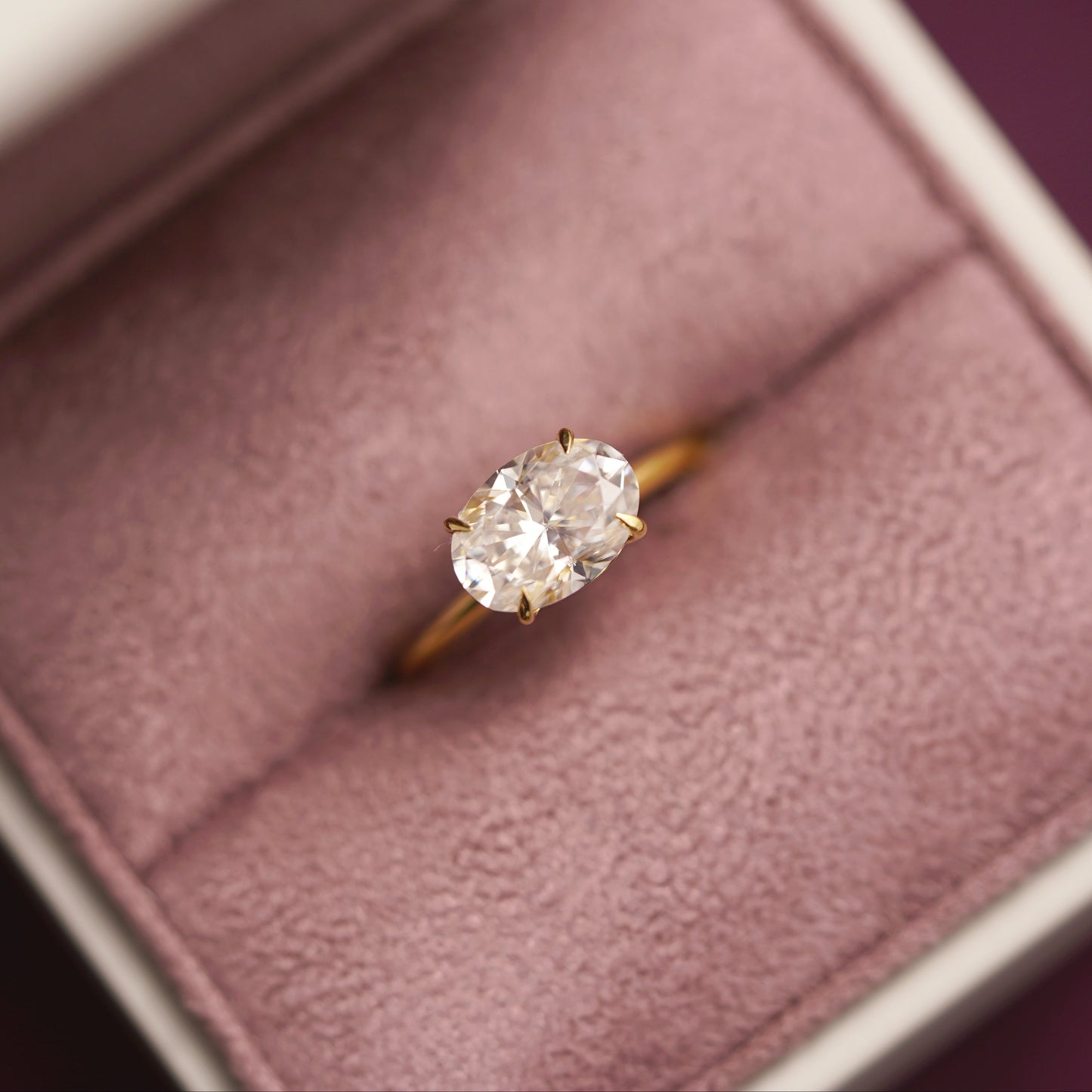 East West Oval Cut Solitaire Lab-Grown Diamond Engagement Ring