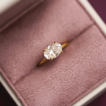 East West Oval Cut Solitaire Lab-Grown Diamond Engagement Ring
