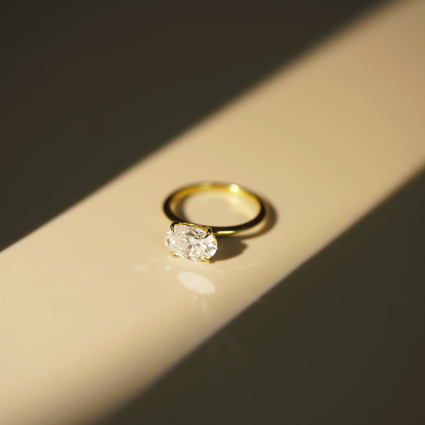 East West Oval Cut Solitaire Lab-Grown Diamond Engagement Ring