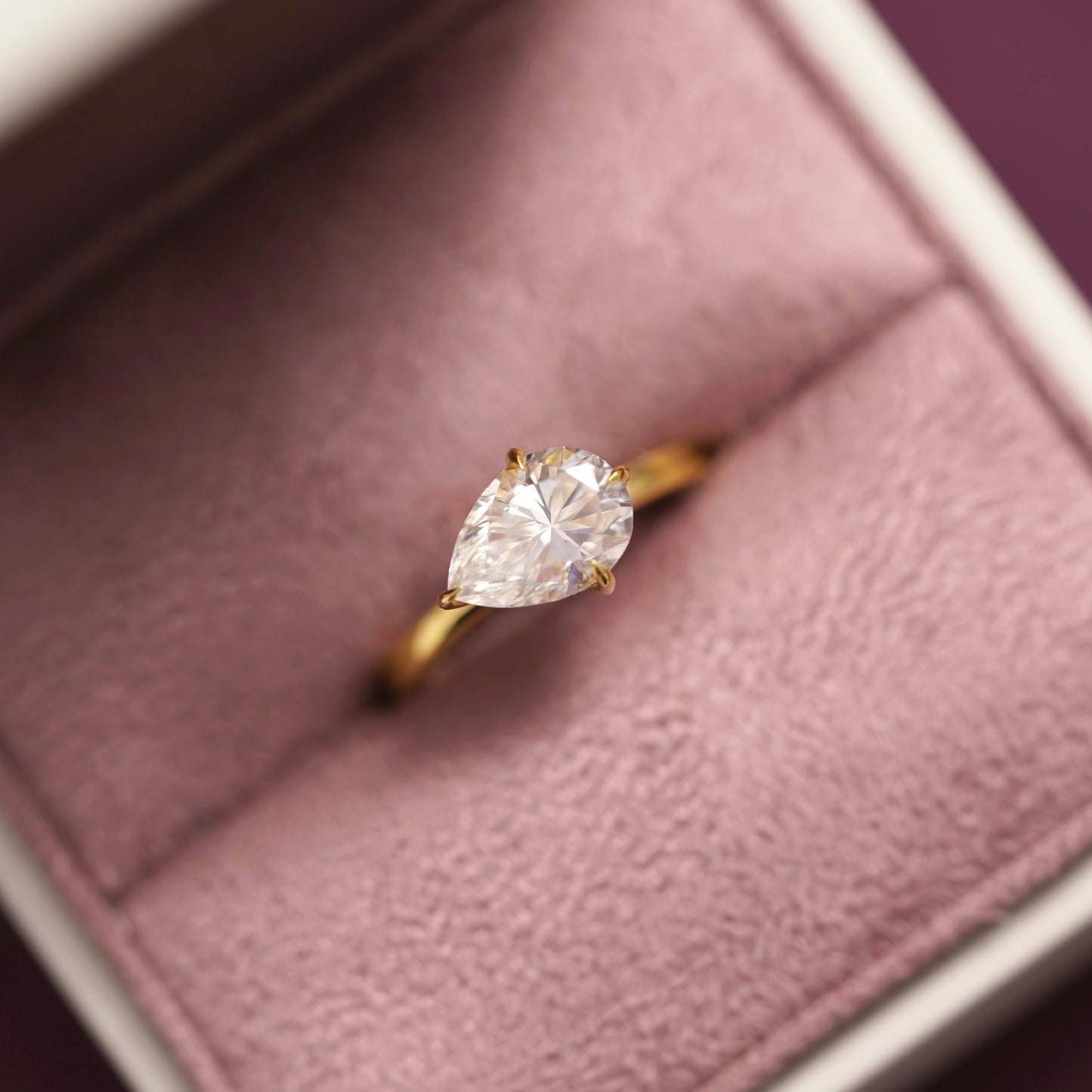 East West Pear Cut Hidden Halo Lab-Grown Diamond Engagement Ring