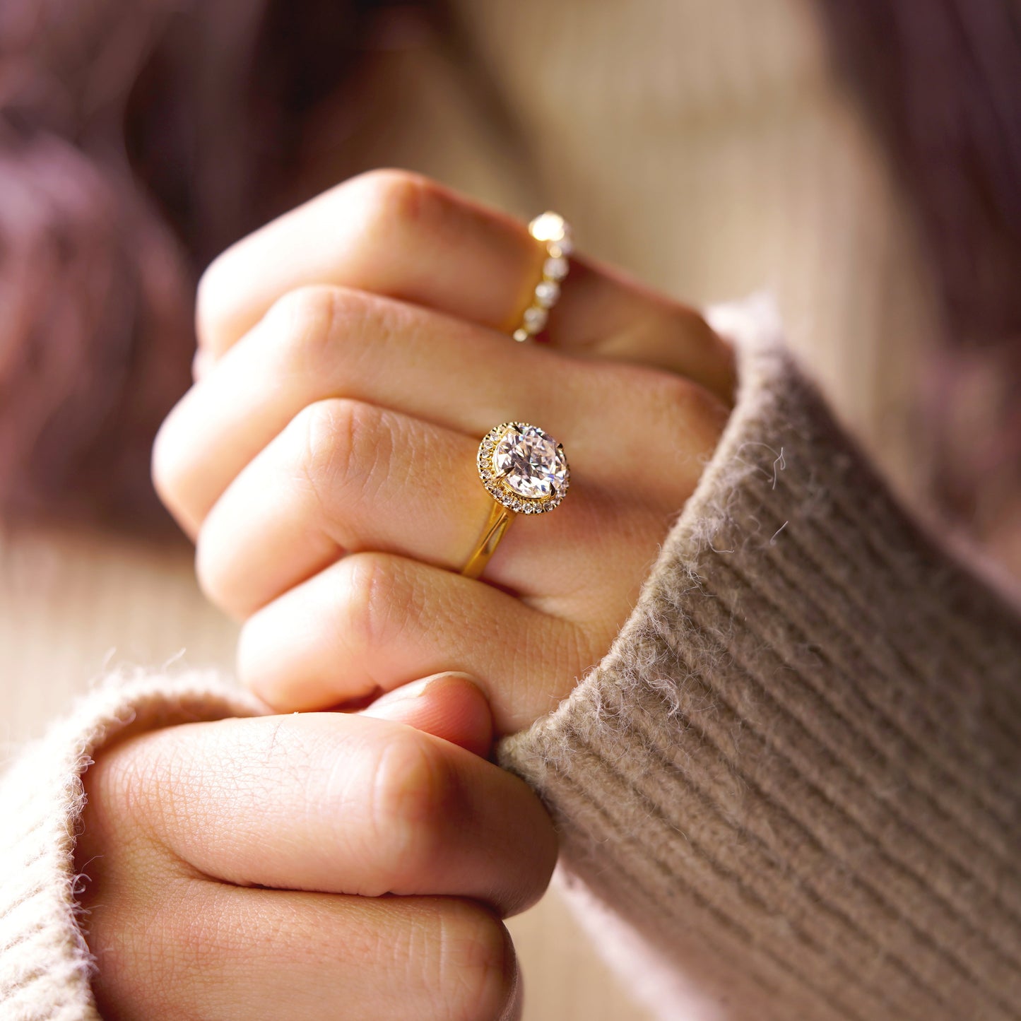 Round Cut Halo Lab-Grown Diamond Engagement Ring