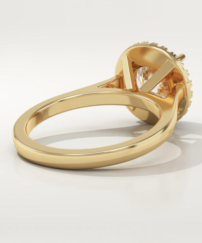 Round Cut Halo Lab-Grown Diamond Engagement Ring