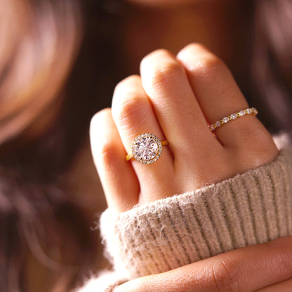 Round Cut Halo Lab-Grown Diamond Engagement Ring