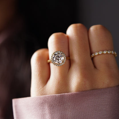 Round Cut Halo Lab-Grown Diamond Engagement Ring