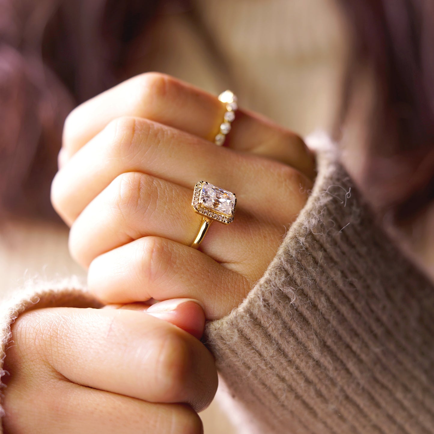 Radiant Cut Halo Lab-Grown Diamond Engagement Ring