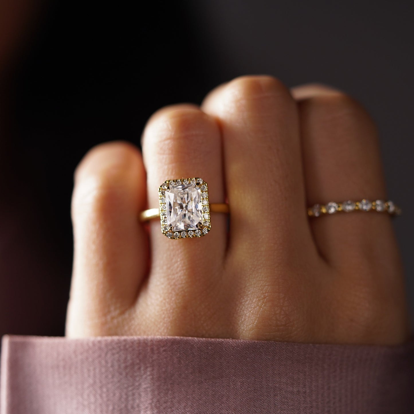 Radiant Cut Halo Lab-Grown Diamond Engagement Ring