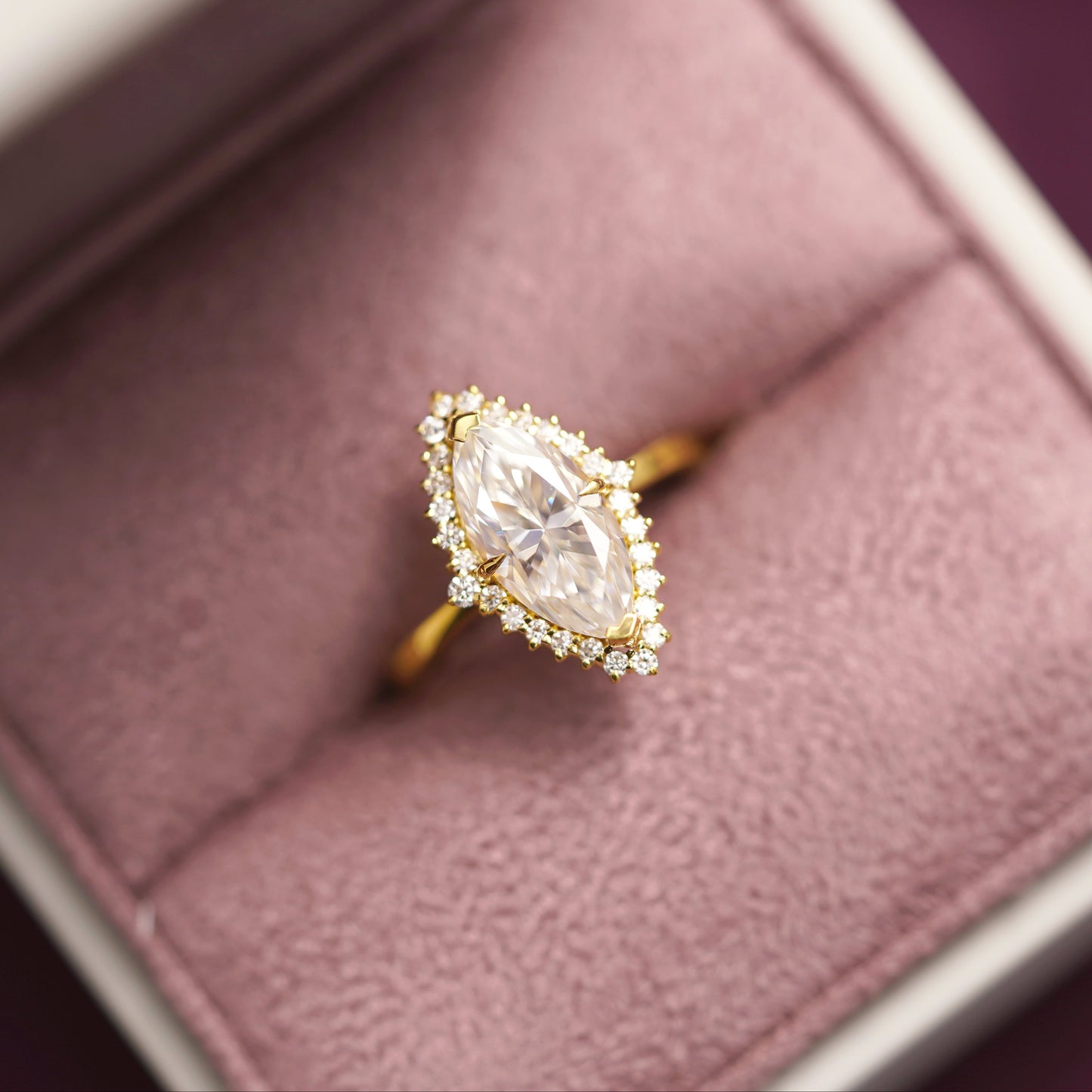 Marquise Cut Halo Lab-Grown Diamond Engagement Ring
