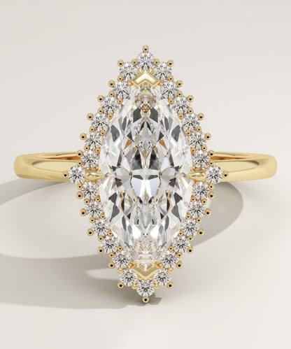 Marquise Cut Halo Lab-Grown Diamond Engagement Ring