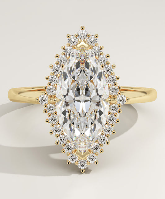 Marquise Cut Halo Lab-Grown Diamond Engagement Ring