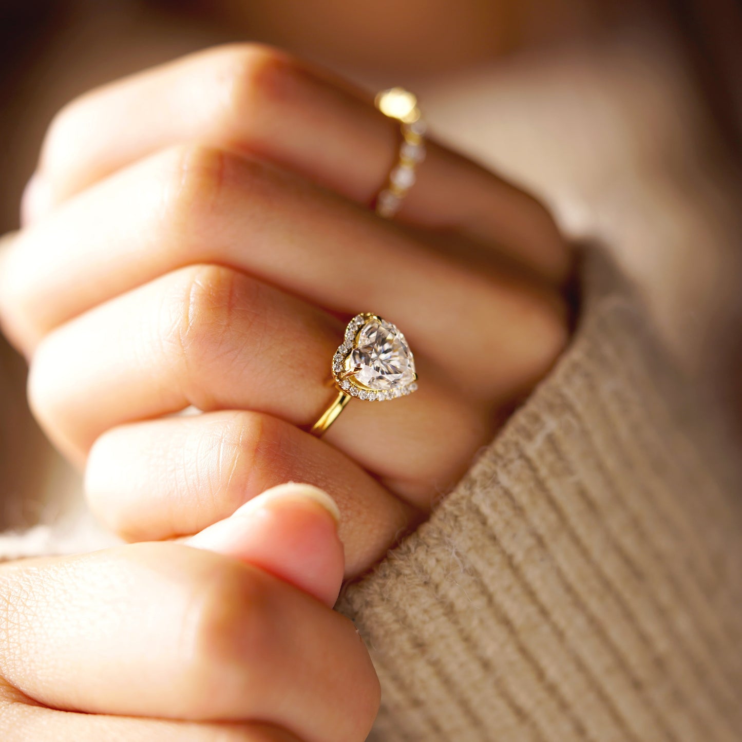 Heart Cut Halo Lab-Grown Diamond Engagement Ring
