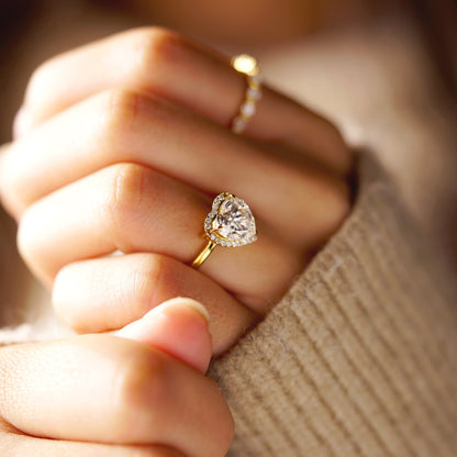 Heart Cut Halo Lab-Grown Diamond Engagement Ring