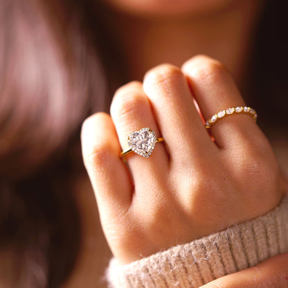 Heart Cut Halo Lab-Grown Diamond Engagement Ring