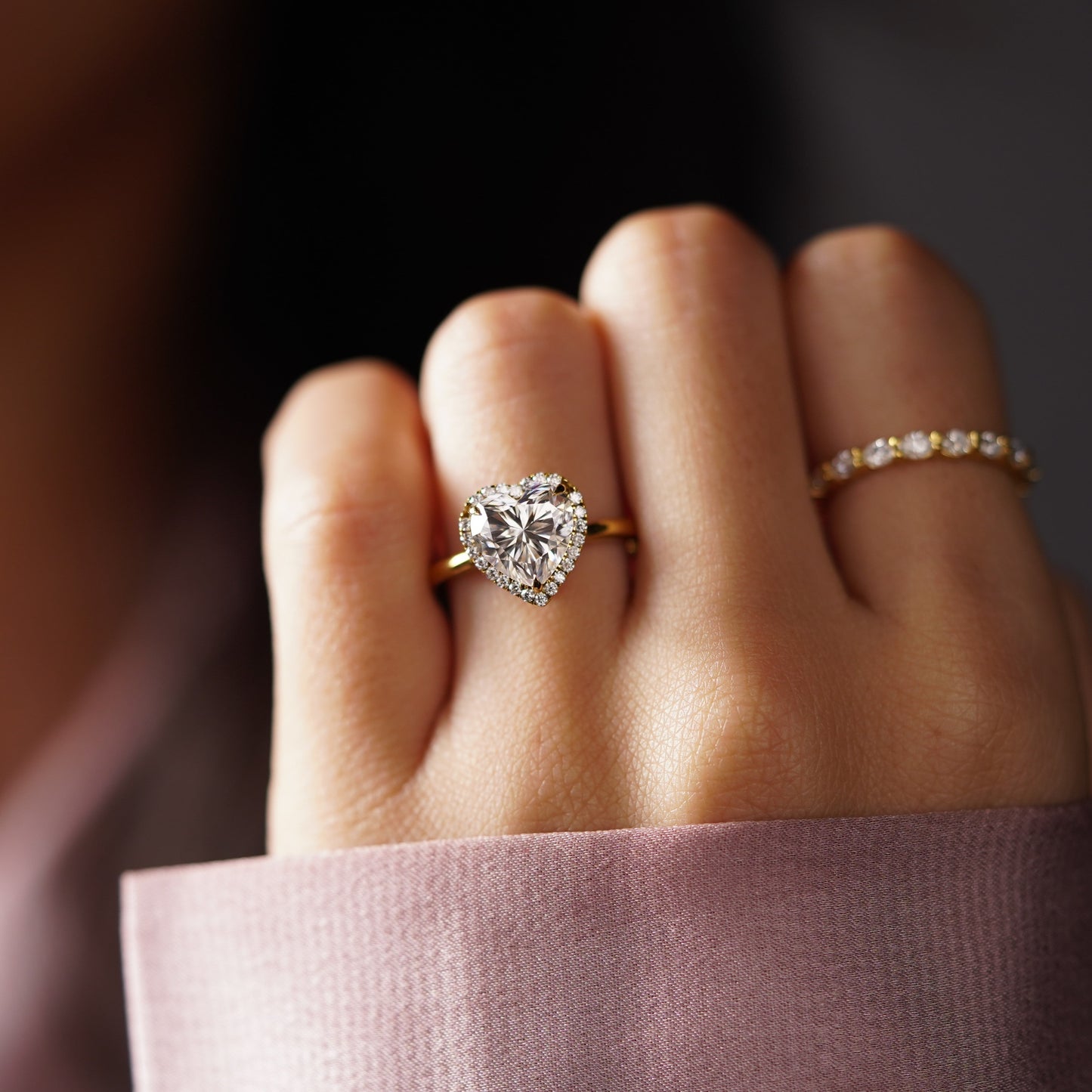 Heart Cut Halo Lab-Grown Diamond Engagement Ring