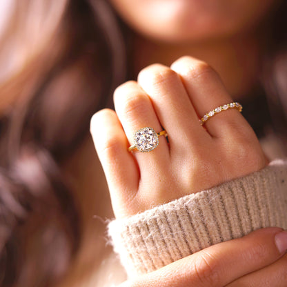 Cushion Cut Halo Lab-Grown Diamond Engagement Ring