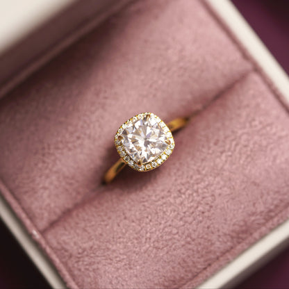 Cushion Cut Halo Lab-Grown Diamond Engagement Ring