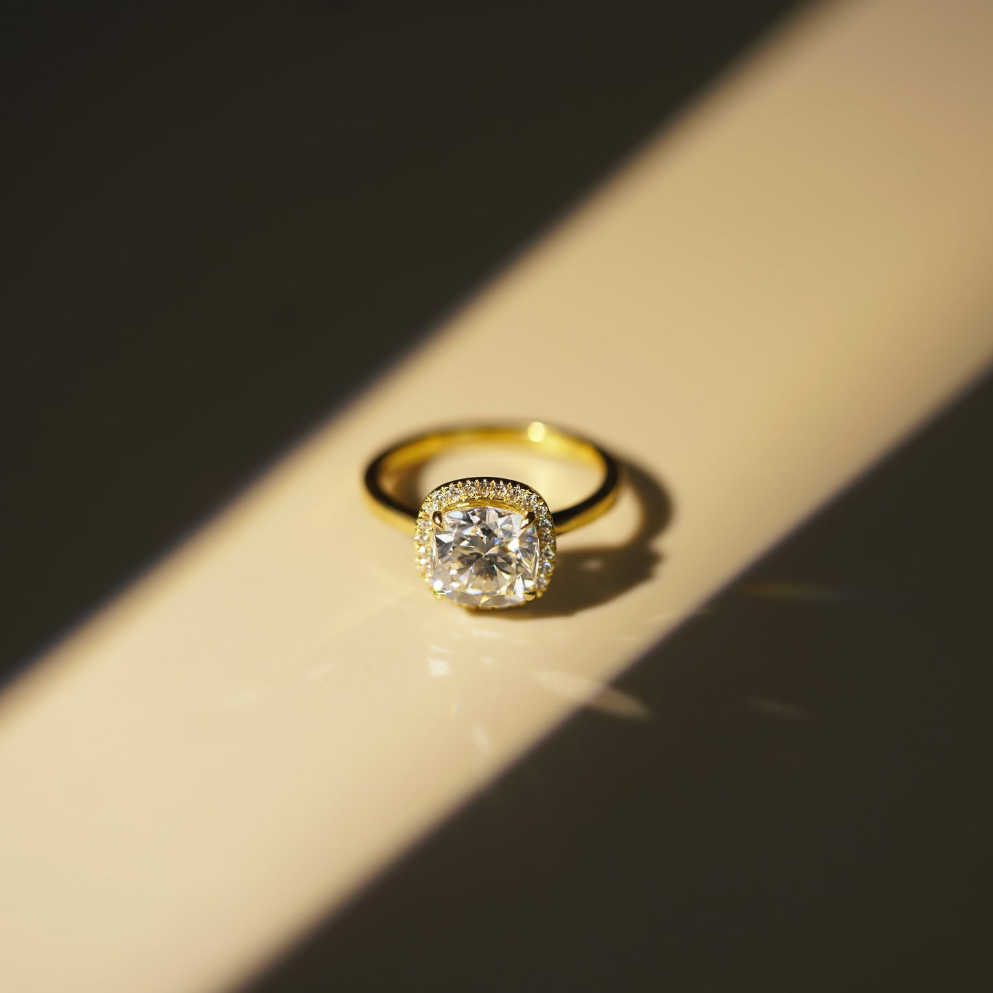 Cushion Cut Halo Lab-Grown Diamond Engagement Ring