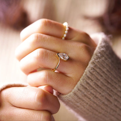 Pear Cut Swirl Lab-Grown Diamond Engagement Ring