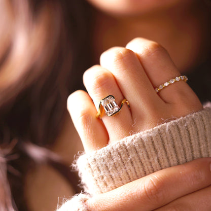 Emerald Cut Swirl Lab-Grown Diamond Engagement Ring