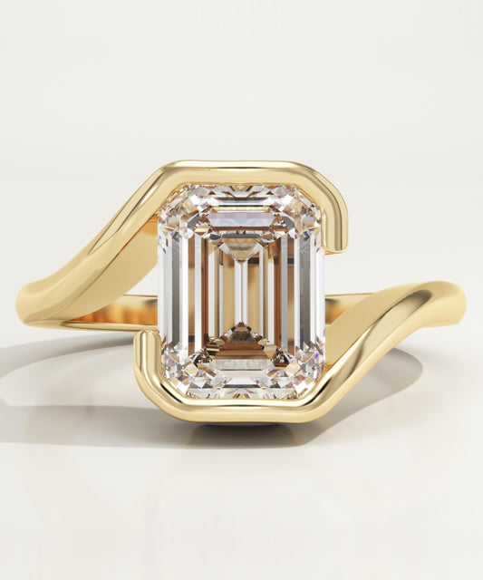 Emerald Cut Swirl Lab-Grown Diamond Engagement Ring
