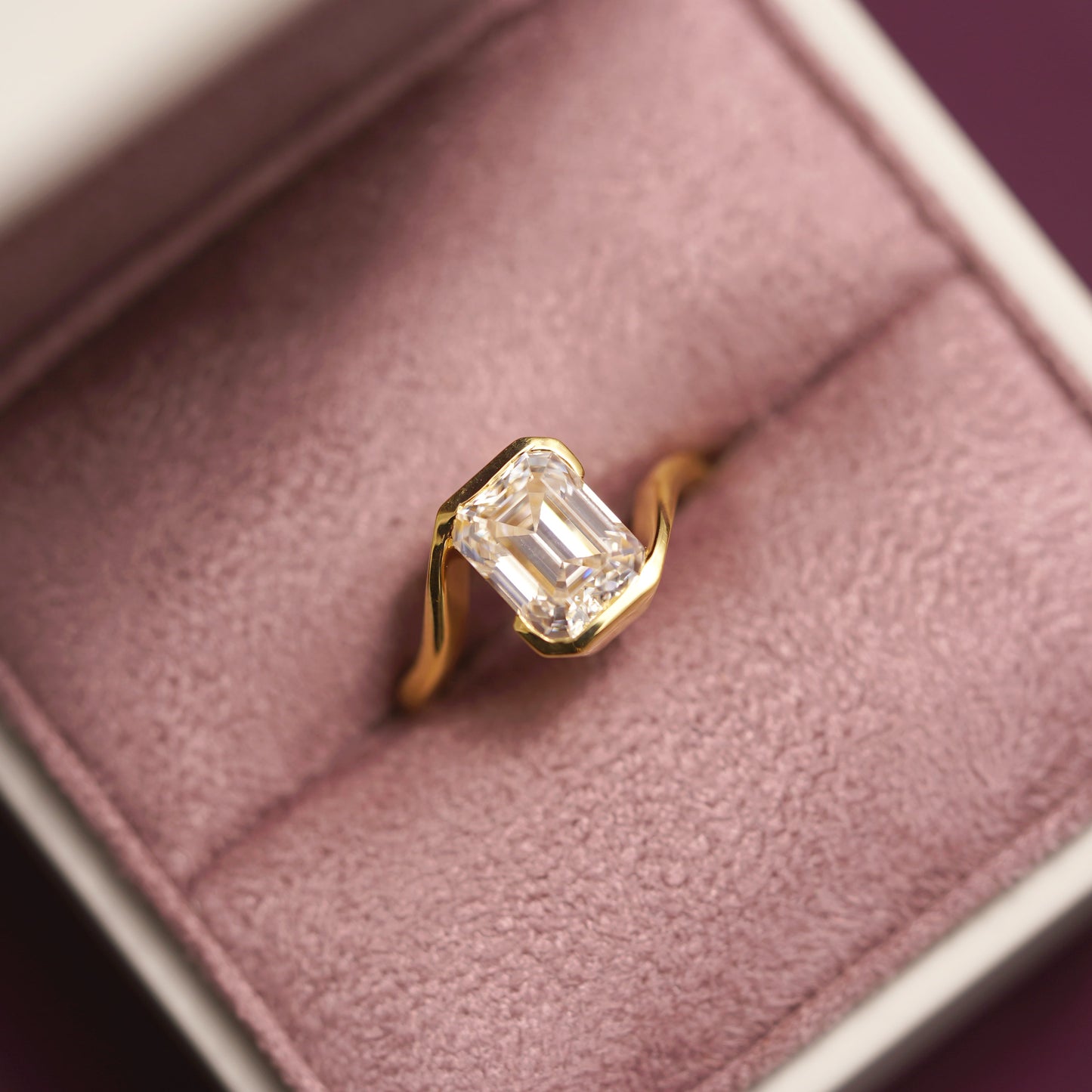 Emerald Cut Swirl Lab-Grown Diamond Engagement Ring