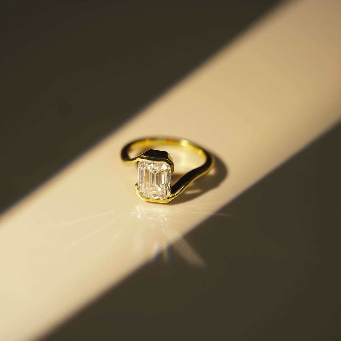 Emerald Cut Swirl Lab-Grown Diamond Engagement Ring