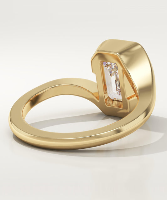 Emerald Cut Swirl Lab-Grown Diamond Engagement Ring