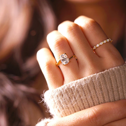 Elongated Cushion Cut Swirl Lab-Grown Diamond Engagement Ring