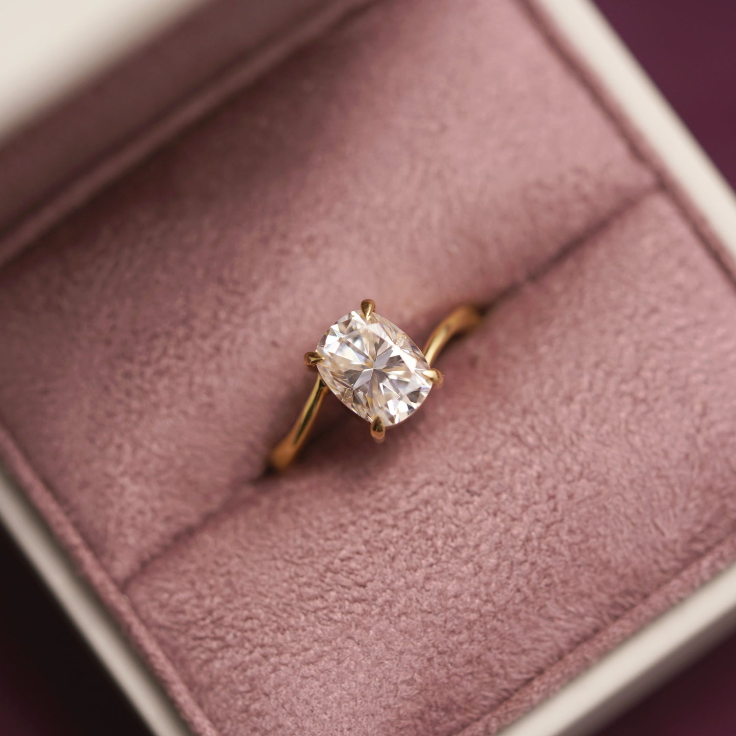 Elongated Cushion Cut Swirl Lab-Grown Diamond Engagement Ring