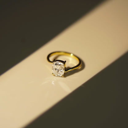 Elongated Cushion Cut Swirl Lab-Grown Diamond Engagement Ring