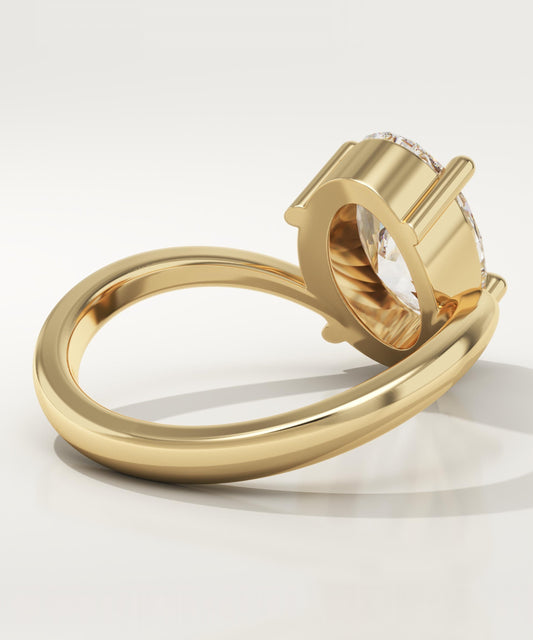 Oval Cut V Shaped Pave Lab-Grown Diamond Engagement Ring