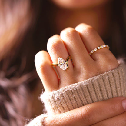 Marquise Cut V Shaped Solitaire Lab-Grown Diamond Engagement Ring