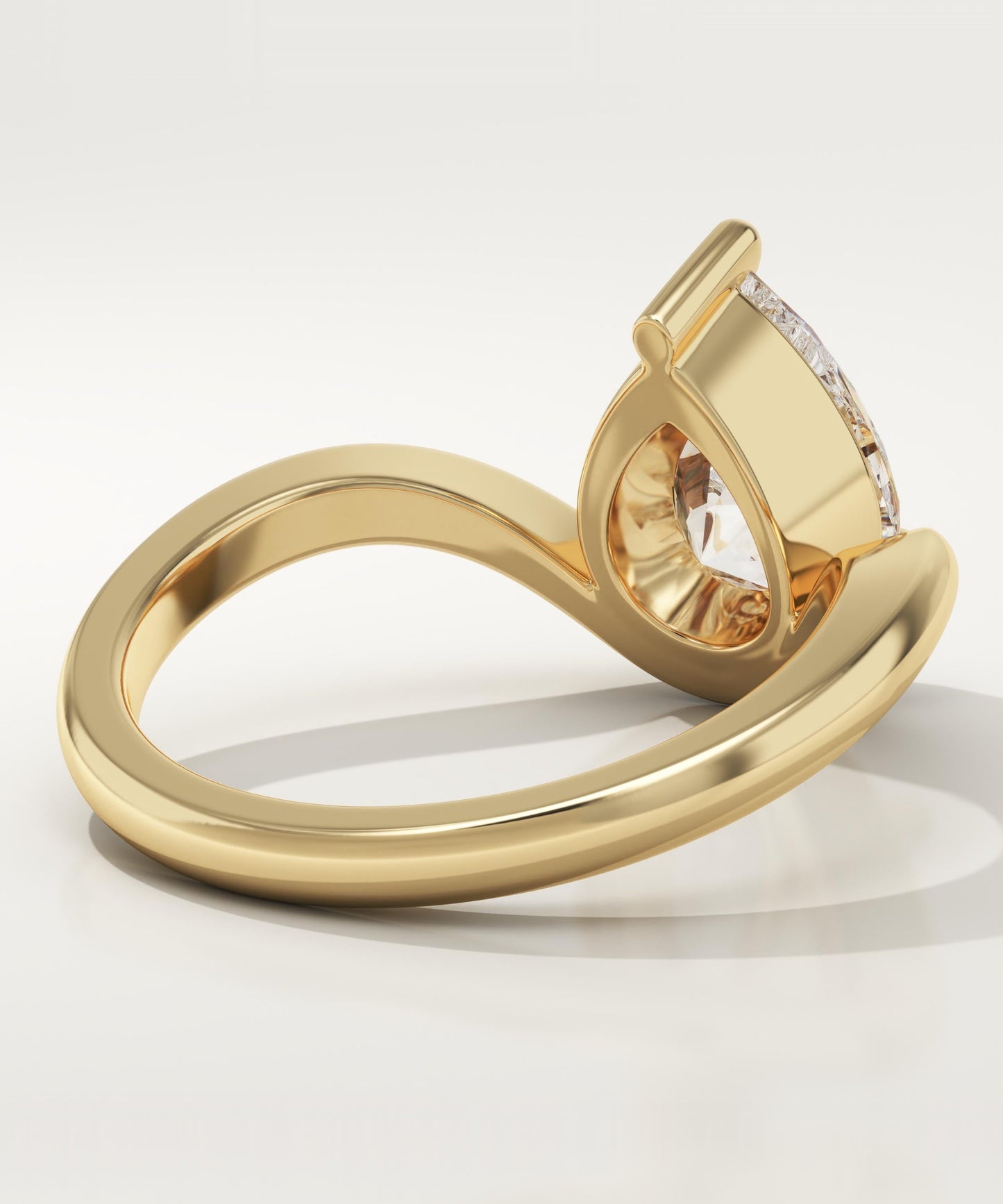 Pear Cut Curved Lab-Grown Diamond Engagement Ring