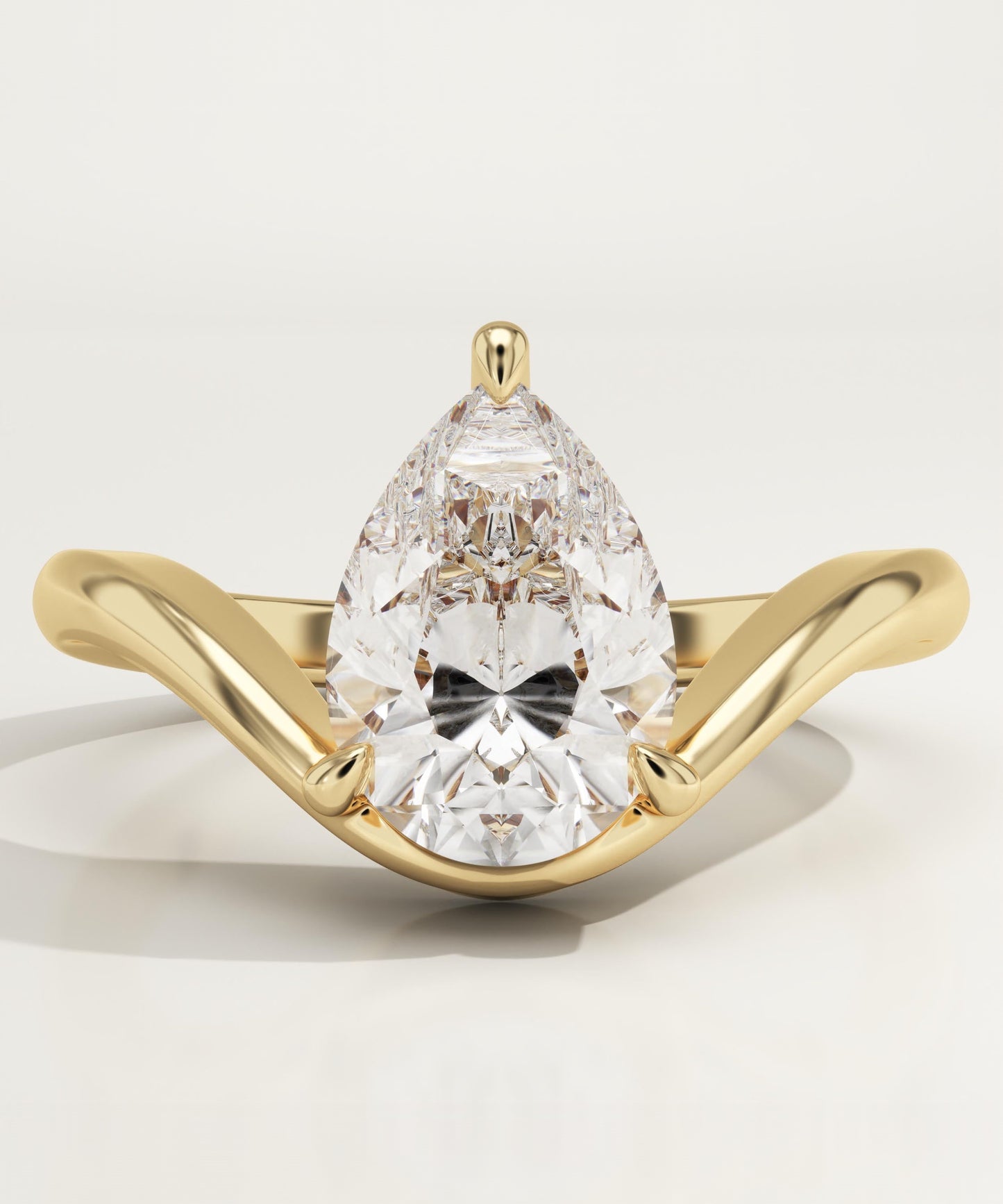Pear Cut Curved Lab-Grown Diamond Engagement Ring