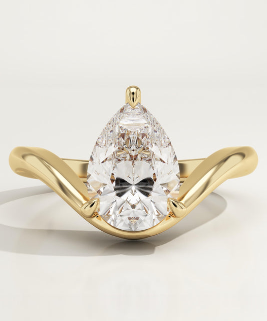 Pear Cut Curved Lab-Grown Diamond Engagement Ring