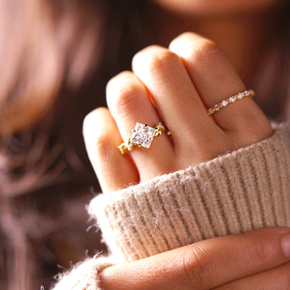 Princess Cut Nature Inspired Lab-Grown Diamond Engagement Ring