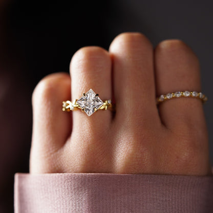 Princess Cut Nature Inspired Lab-Grown Diamond Engagement Ring