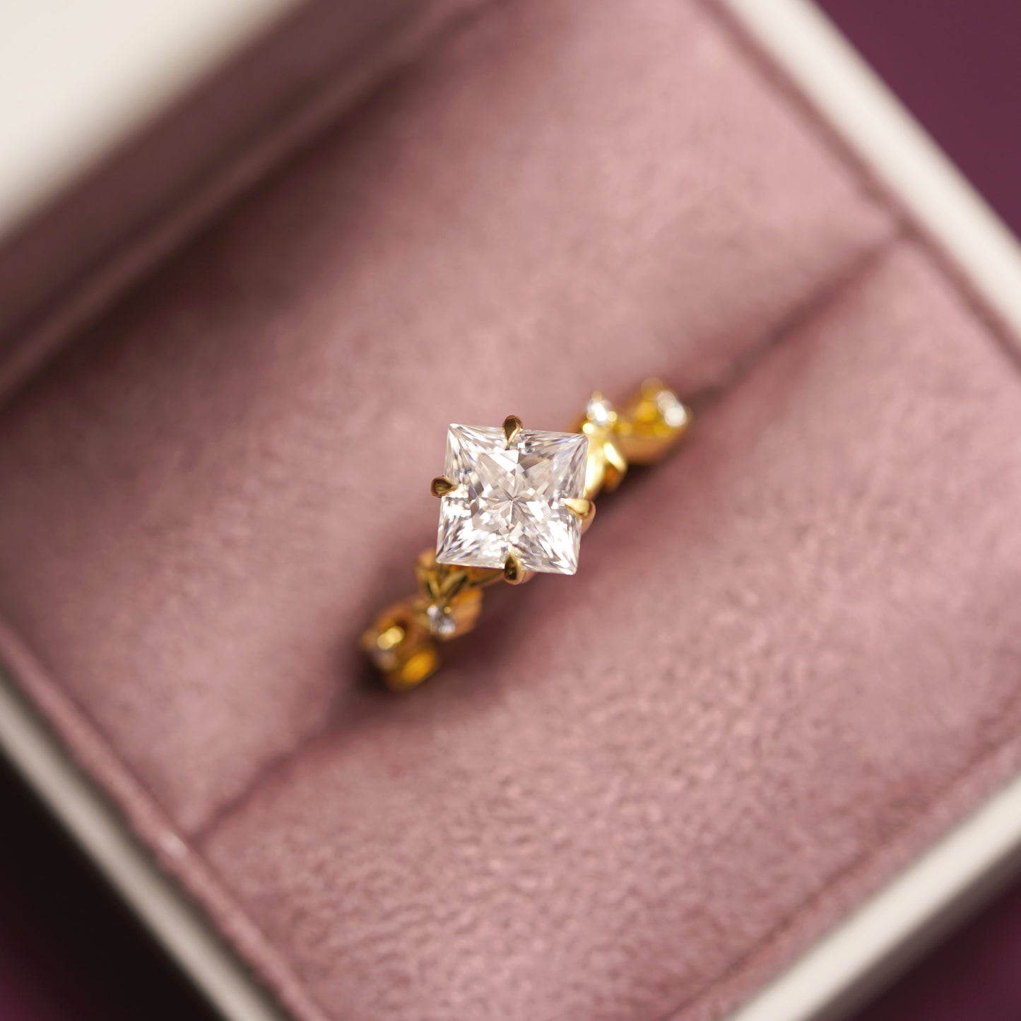 Princess Cut Nature Inspired Lab-Grown Diamond Engagement Ring