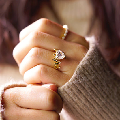 Heart Cut Nature Inspired Lab-Grown Diamond Engagement Ring