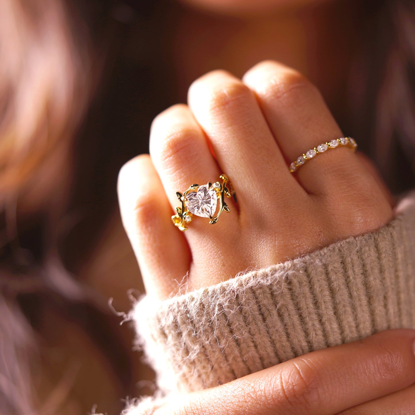 Heart Cut Nature Inspired Lab-Grown Diamond Engagement Ring