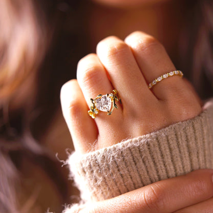 Heart Cut Nature Inspired Lab-Grown Diamond Engagement Ring